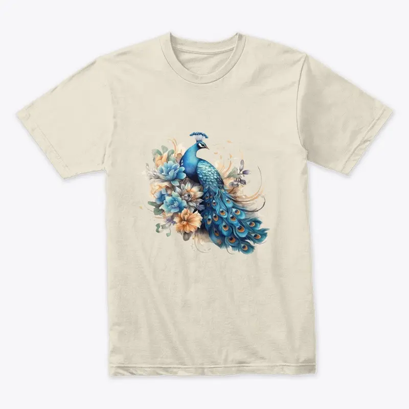 "Majestic Peacock Bloom Tee"