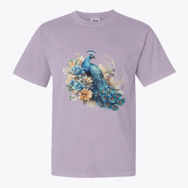 "Majestic Peacock Bloom Tee"