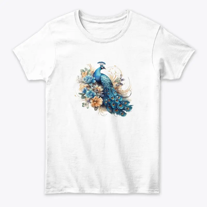 "Majestic Peacock Bloom Tee"