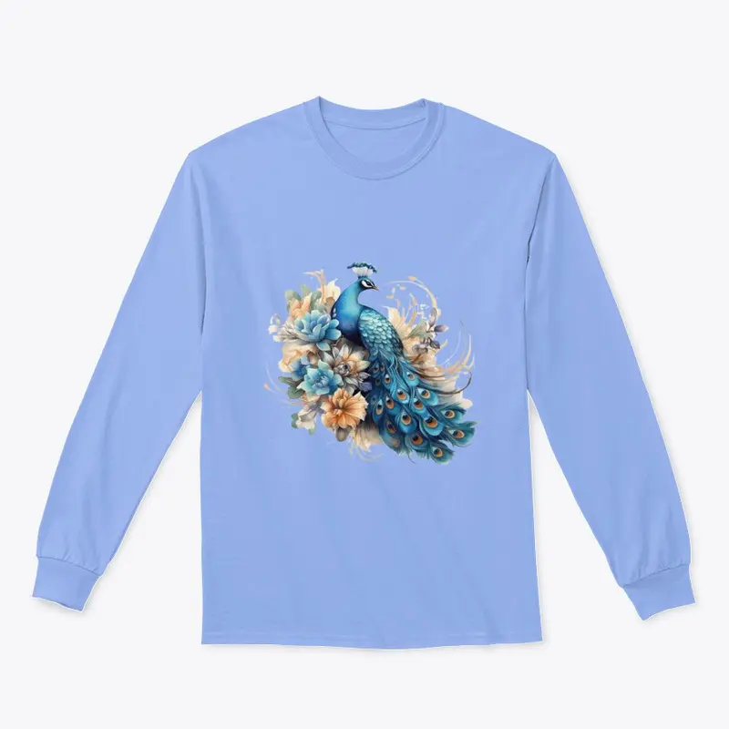 "Majestic Peacock Bloom Tee"